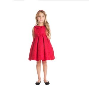 Sweet Kids SK707 Girls👧🏻Red Abstract Jacquard w/ Collar Dress👗Sz 3